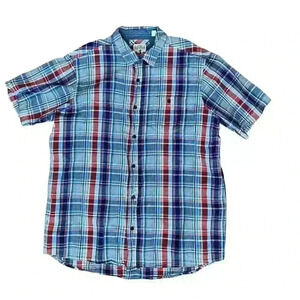 Red Head Brand Co. Men’s Short Sleeve Button Down Shirt Plaid XL Blue Orange
